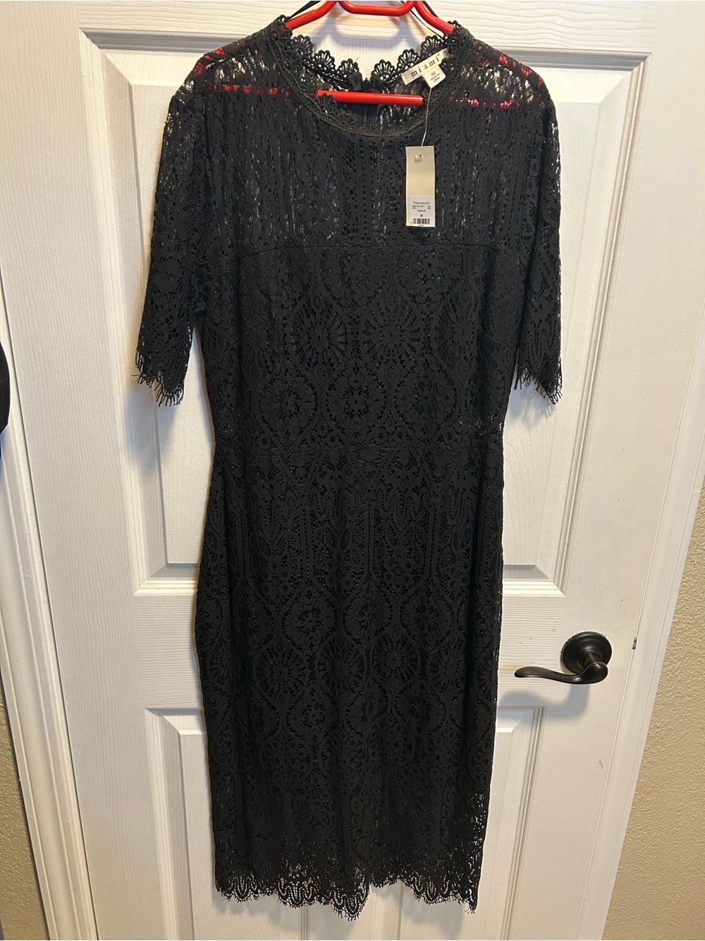 Worn & Wander Women’s Black Lace Midi Dress